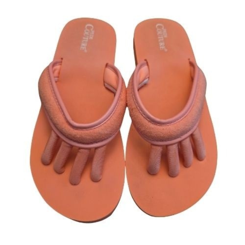Pedi Couture Pedicure Sandals Coral Orange Toe Separator Spa Flip Flops Womens M